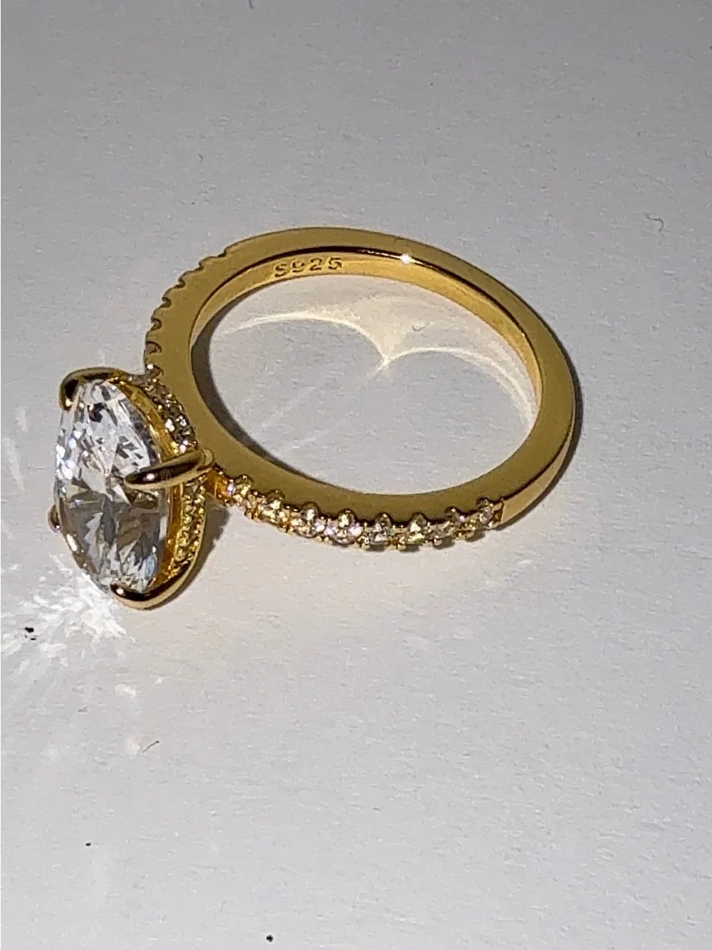 3.5ct Oval CZ Gold Vermeil Wedding Set Size 6.5